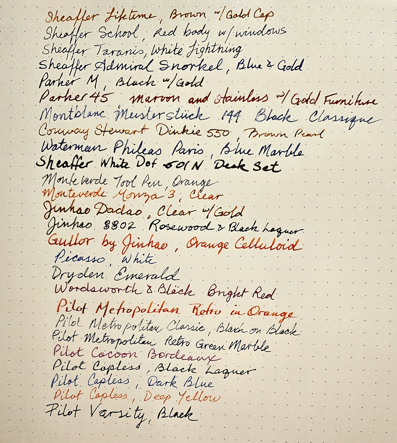 List of fountain pens
