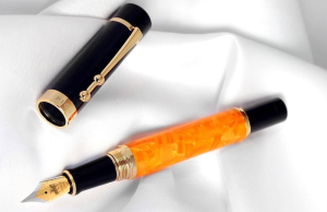 Black and orange fountain pen