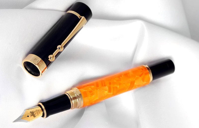 black and orange fountain pen